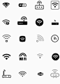 黑色扁平化线性的wifi信号图标大全素材