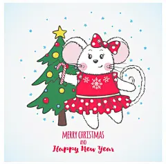 卡通创意鼠年2020春节新年贺卡海报矢量图AI分层广告电商设计素材-淘宝网