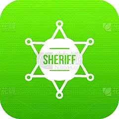 绿色,计算机图标,侦探,警官,警长,形状,金属,闪亮的