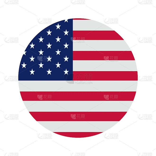 United States - Round Flag Vector Flat Icon stock 素材-花瓣网