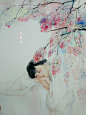 大概是紫荆花。。-汪花儿_水彩,古风_涂鸦王国插画