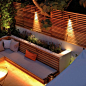 Night London Garden - Western Red Cedar Slatted Screens: 