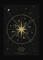 Star in the night sky personalised art print in gold foil and black paper with stars and moon by Cocorrina