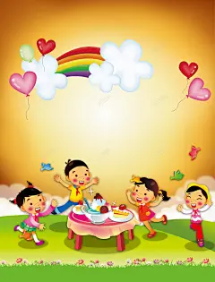 可爱卡通儿童聚会海报背景高清素材 网页 设计图片 免费下载 页面网页 平面电商 创意素材