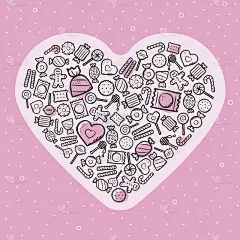 爱心贺卡和糖果