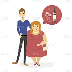 肥胖,女人,男人,瘦弱,公亩,葡萄酒,贺卡,女婴,浪漫,肖像