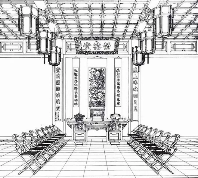 红楼梦建筑图解——荣禧堂室内陈设-花瓣网