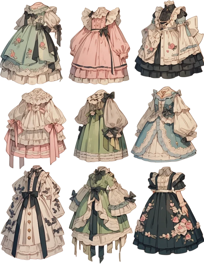 裙子｜手帐贴纸插画oc服装素材｜第一弹-花瓣网