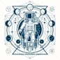 矢量与宇航员——纹身纹身矢量的草图Vector Sketch of a Tattoo with Astronaut - Tattoos Vectors文摘、冒险、艺术、宇航员、天文学、黑色,圆,深,发现,画画,星系,几何,平面,头盔,说明,打印好,科学家,符号,空间,宇航员,宇航服,象征,纹身,旅游,旅行,新潮,三角形,宇宙,矢量,白色 abstract, adventure, art, astronaut, astronomy, black, circle, deep, discovery, drawi