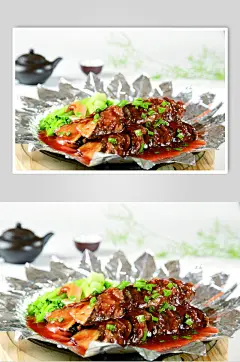 招牌铁板烧汁茄子高清图片