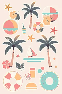 夏季元素手绘作品
