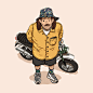 color editorial ILLUSTRATION people Bike Character Coffee gif Travel woods