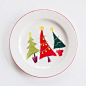 【有爱小铺】 zakka杂货 三颗圣诞树许愿树 陶瓷平盘 盘子 果盘