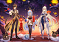 Anime 5800x4164 Genshin Impact anime Ganyu (Genshin Impact) Zhongli (Genshin Impact) Ningguang (Genshin Impact) fireworks anime girls anime boys line-up