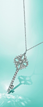 Unlock a dazzling holiday with a Tiffany Keys Tiffany Victoria® pendant in platinum with diamonds.