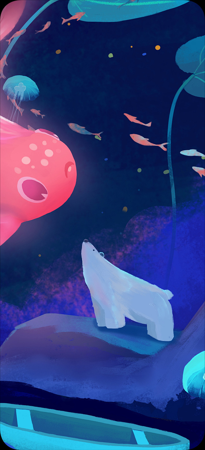 白熊的奇幻之夜，夜空中漂浮的竟是发光的游...