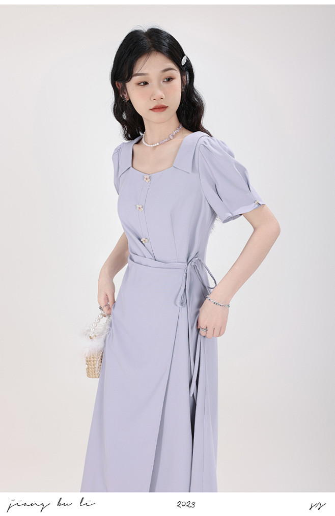 江不离【夏日语絮】浅紫色连衣裙女夏季新款...