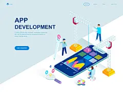 多种类型的时尚高端的2.5D等轴等距应用程序APP UI KITS开发着陆页海报插画banner设计模板大集合