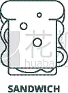 三明治,轮廓,线图标,概念,直的,热,菜单,莴苣,午餐,烹调