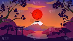 背景,日本,水,地形,山,富士山,雪,传统,著名景点,春天