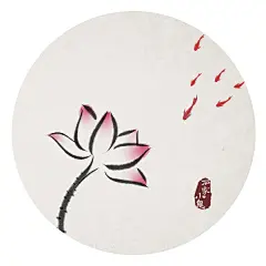 竹间系列——荷花-石家小鬼_荷花,莲花,金鱼,水墨画,中国风,古风_涂鸦王国插画