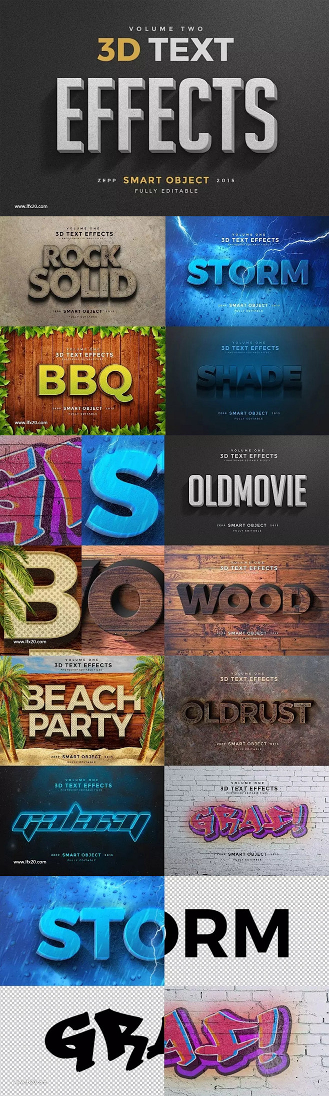 3D 文本图层样式合集 3D Text ...
