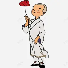手绘一朵莲花和小和尚 元素 免抠png 设计图片 免费下载 页面网页 平面电商 创意素材