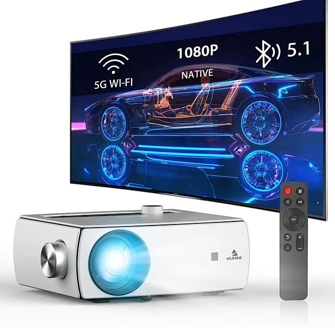NexiGo 5G Wi-Fi Projector [220ANSI - Over 8000 Lux Brightness] Native ...