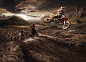 HONDA CRF 450R - Matte Painting and Retouching : Epic scene created to depict the figure of the 1st place as a heroe and the other competitors are mixing with mud as longs they are losing. AGENCY: BBD PARIS ART DIRECTOR: QUENTIN MOENNECLIENT: HONDAPlatinu