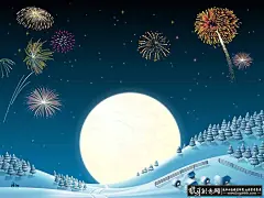 动漫/卡通画 唯美月色背景PSD 圆月亮雪景 中秋节背景 蓝色夜空梦幻背景 烟花 童话故事漫画动画动漫 #排版# #网页# #字体# #经典# #素材# #包装#