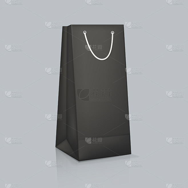 真实的黑色纸袋模型。企业身份空白包装。