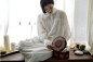mymymy sleepwear-白色法式古典双层棉质长裙