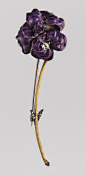 Enameled Blossom Pin by Tiffany & Company with a single diamond drop