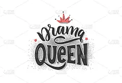 戏剧女王的女孩标志。手绘字体组成
