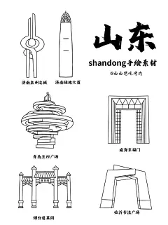 简笔画约稿｜山东手绘素材建筑＆特色 - 小红书
