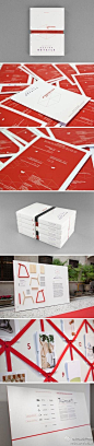 展览手册导览 ,澳大利亚MOOL工作室为March Gut米兰家具展设计的导览手册，以绑带卡片的形式展示给公众。http://t.cn/zTTyXDM