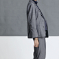 RIMLESS独立设计师品牌BF风灰色格纹宽松款男女通穿西装套装
