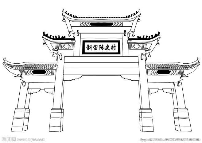 新会陈皮村手绘线条设计图__建筑设计_环...