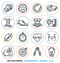 体育和健身行图标-杂项图标Sports and Fitness Line Icons - Miscellaneous Icons配件、美国、球、节奏节拍,保龄球,盒子,拳击手,拳击,冠军,身、足球、游戏,手套,个体,轮廓,普拉提,池,运行,设置,运动,秒表,游泳,目标,团队,奖杯,矢量,吹口哨 accessories, american, ball, beat, beats, bowling, box, boxer, boxing, champion, fitness, football, game, g