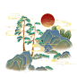 国潮 山水 插画 矢量 山水图形 免抠素材 PNG  (136)