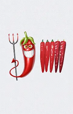 邪恶的小辣椒|辣椒,恶魔,坏笑,露出牙齿,一堆辣椒,卡通元素,手绘/卡通