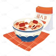 卡通感腊八节腊八粥元素贴纸