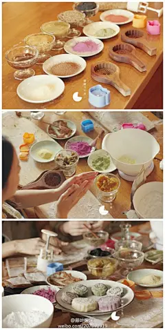 #暖暖烘焙课#台湾电视台来采访月饼课，几个姑娘学习的格外认真，课后月饼下午茶，抹茶绿豆沙惊艳到大家尖叫！！美美的包好送给朋友分享，之后收到一位姑娘的微信，告诉暖暖：朋友们超级超级超级大爱冰皮月饼！！这个中秋，会带着许多人的甜蜜一起度过！好开心