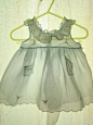 Palest Blue Beautiful Cotton Organdy Vintage Baby Pinafore: 