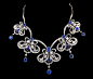 Platinum all Natural Sapphire Diamond Necklace - Yafa Jewelry