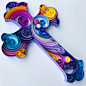 Cross Quilled Art, Home Decor, Wall Art, For Her, For Him, Baptism Gift, Cross Collectible, Paper Cross, Paper Anniversary : Cross Handmade item with colourful strips of paper.  Dimensions of the cross is 19x13cm (7,5x5)  You can choose the artwork with o