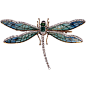 Antique Plique de jour,Diamond and Emerald Dragon Fly Brooch