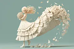 快乐的捧花淡雅女孩