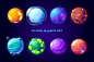 Fantasy space planets for ui galaxy game Free Vector