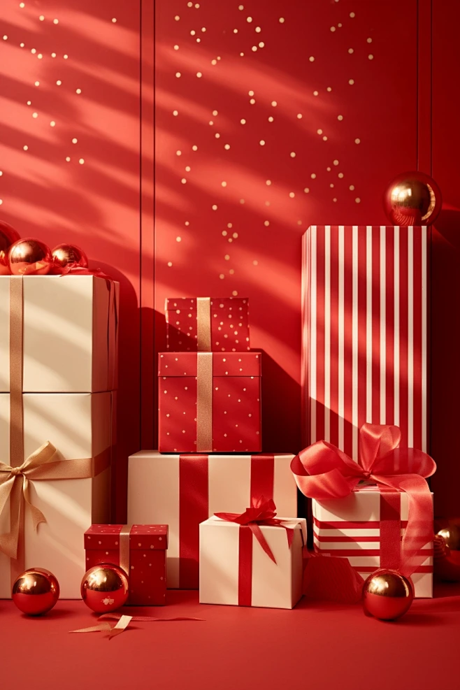 Gifts with red boxes...